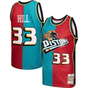 Maravilloso Grant Hill Detroit Pistons Hardwood Classics 1999/00 Split Swingman Jersey Teal/Red