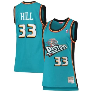 Elegante Grant Hill Detroit Pistons Women's 1998/99 Hardwood Classics Swingman Jersey Teal