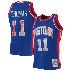 Único Chulo Isiah Thomas Detroit Pistons 1988/89 Hardwood Classics NBA 75th Anniversary Diamond Swingman Jersey Blue