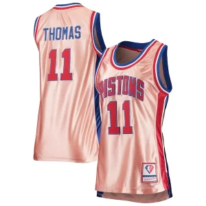 Hermoso Original Isiah Thomas Detroit Pistons Women's 75th Anniversary Rose Gold 1982 Swingman Jersey Pink