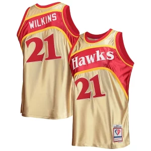Atractivo Magnífico Encantador Dominique Wilkins Atlanta Hawks 75th Anniversary 1986/87 Hardwood Classics Swingman Jersey Gold
