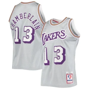 Exquisito Wilt Chamberlain Los Angeles Lakers 75th Anniversary 1971/72 Hardwood Classics Swingman Jersey Silver