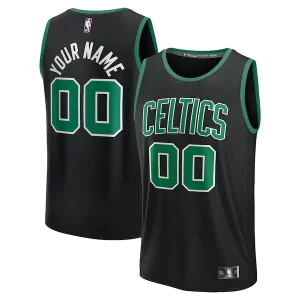 Lujoso Exquisito Boston Celtics Youth Custom Fast Break Jersey Black Statement Edition/Kelly Green/White