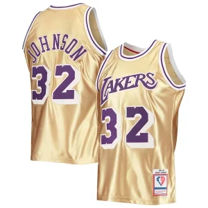 Resistente Duradero Magic Johnson Los Angeles Lakers 75th Anniversary 1984/85 Hardwood Classics Swingman Jersey Gold